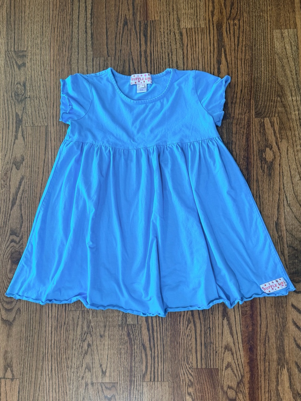 Ruffle Girl Girls Blue Cotton Swing Top Size 12